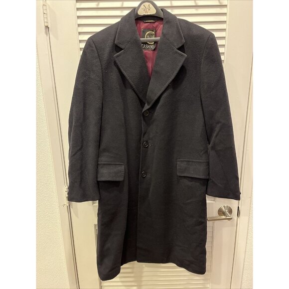 Mens 100% Cashmere 3 Button Full Length Black Coat Size 38? 40?